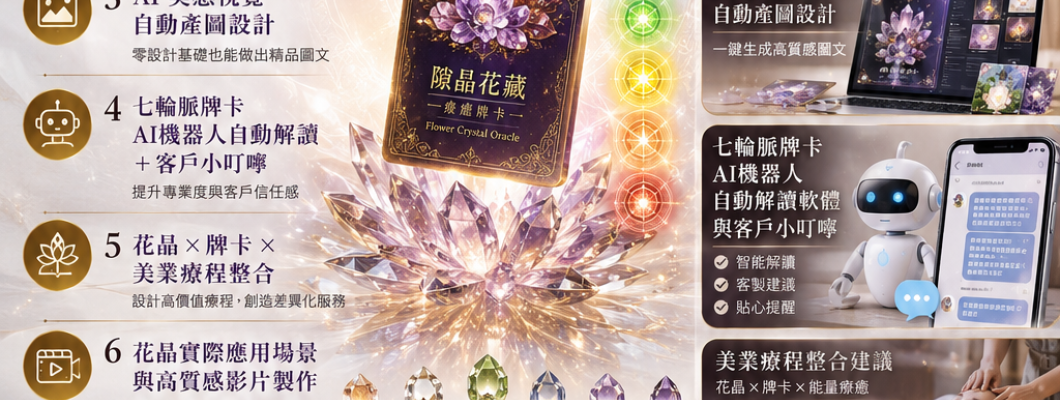 從心靈洞見到商業落地！「隙晶花藏」花晶療癒牌卡導師班，打造 3 倍高客單價變現力