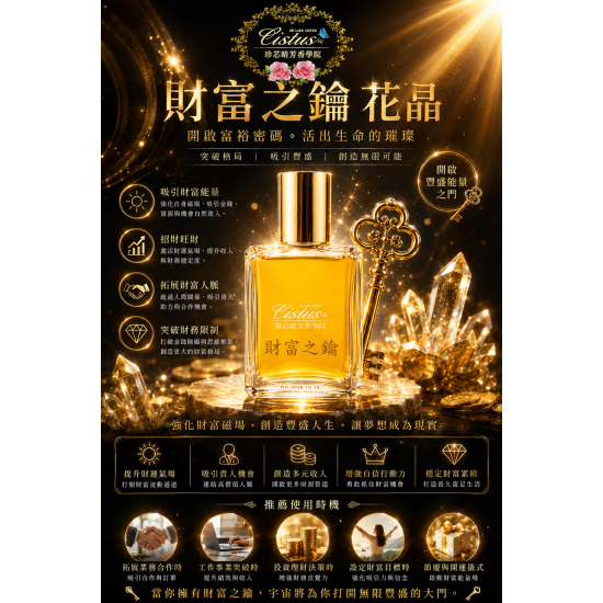 CISTUS 珍芯晴花晶~ <財富之鑰> 帶來和諧豐盛的財富頻率花晶